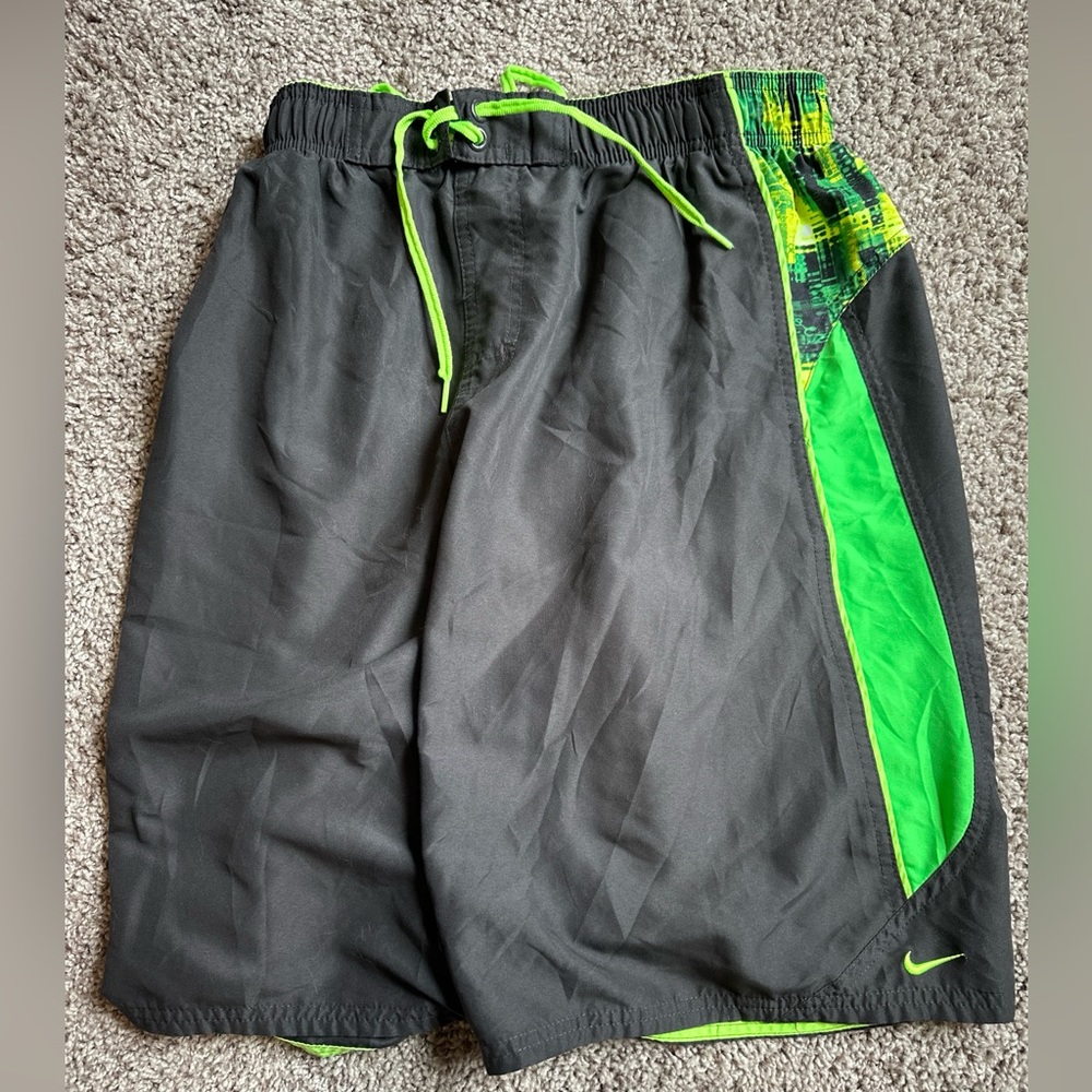 Men’s Nike Swimming Trunks Size M Color Grey/green/black/lime